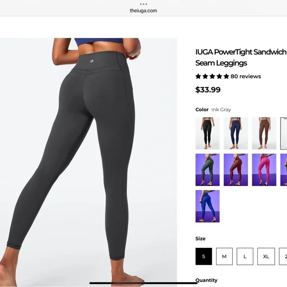 IUGA sandwich front Power Tight Leggings Set in Grey, Green, Navy, and Black - Picture 3 of 16